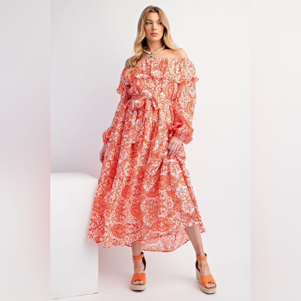 Easel Sunset Orange Maxi Dress NWT